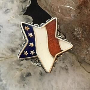 Carolyn Pollack Vintage Sterling Silver Star Shape American Flag Ring For Women